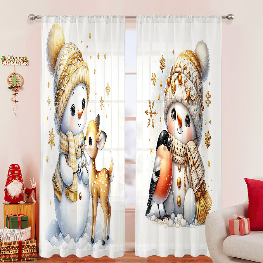 Curtain Sheer Voile - 2 szt. Przezroczyste zasłony z nadrukiem