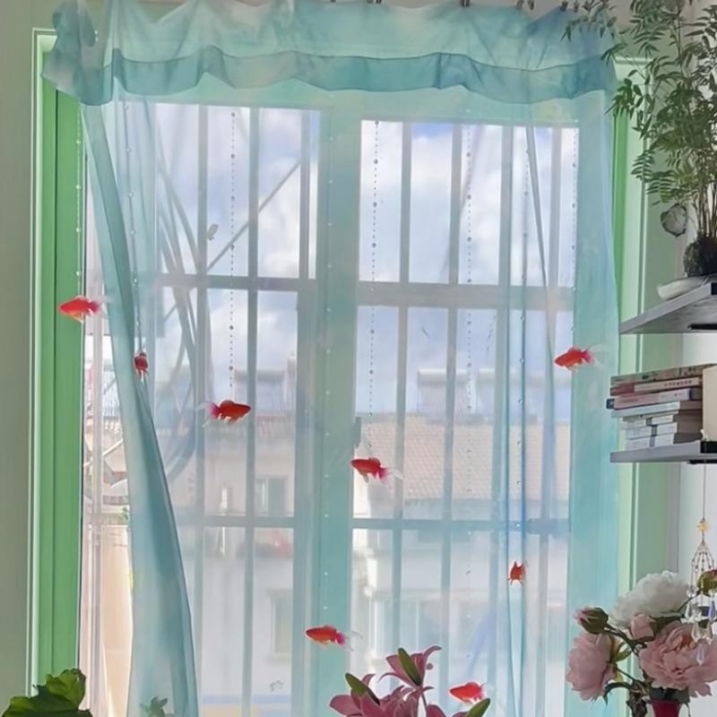Curtain Sheer Voile - Jasnoniebieska, jednolita, przezroczysta woalowa firanka, lekko
