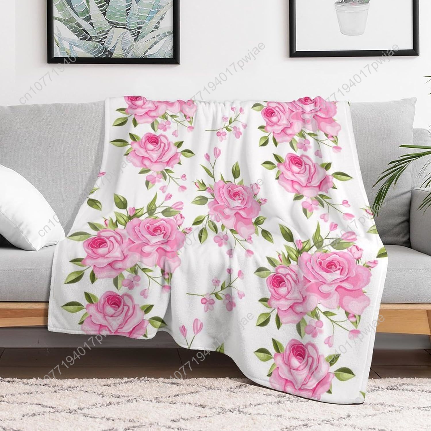 Różowy koc z kwiatowym wzorem, – Home Textiles Luxury recenzja i cena