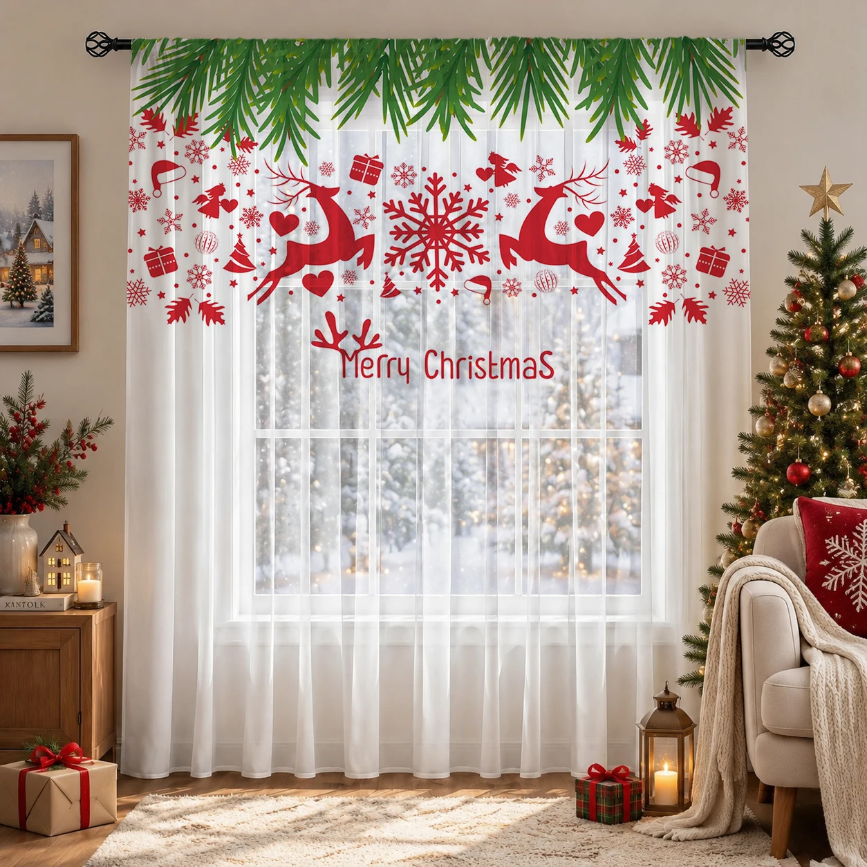 Świąteczna gradientowa zasłona – Curtain Sheer Voile recenzja i cena