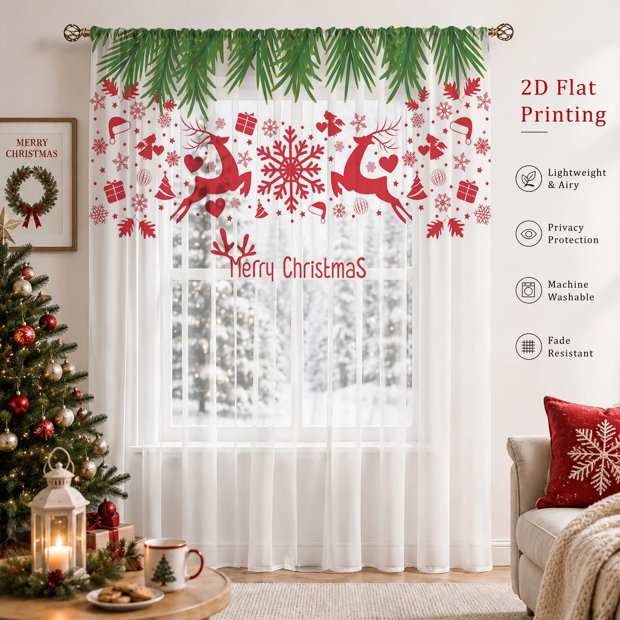 Świąteczna gradientowa zasłona – Curtain Sheer Voile recenzja i cena